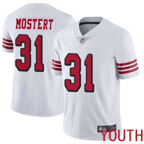 San Francisco 49ers Limited White Youth Raheem Mostert NFL Jersey #31 Rush Vapor Untouchable->women nfl jersey->Women Jersey